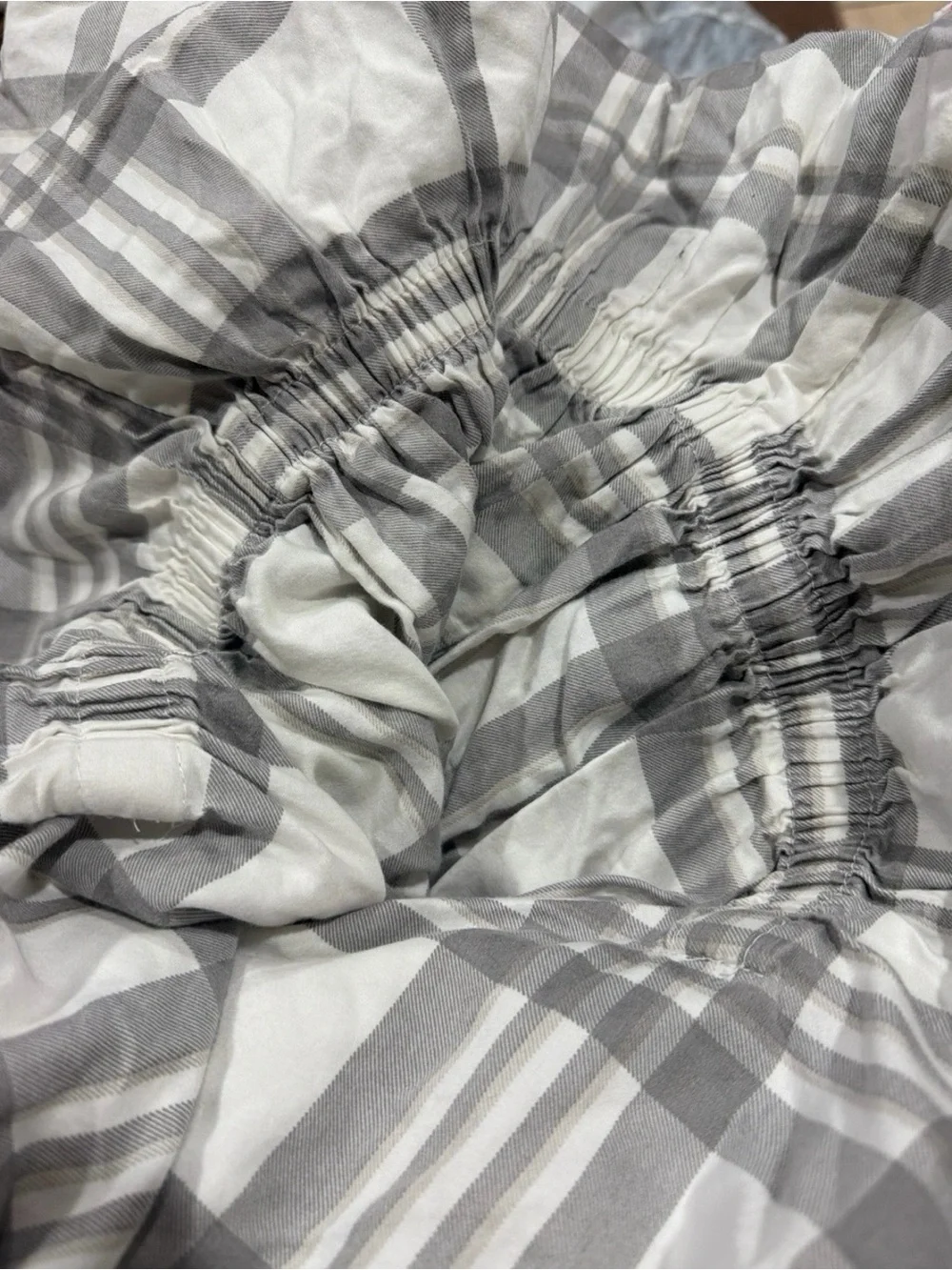 Gray & White Plaid Fitted Sheet, Rectangular, Adults Bedroom Bedding